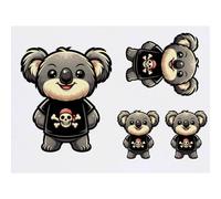 Azeeda 4 x 'Koala In Pirate Shirt' Temporary Tattoos (TO00101410)