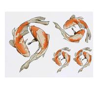 Azeeda 4 x 'Koi Carp' Temporary Tattoos - Water Resistant, Skin-Safe, Non-Toxic Transfers, Mixed Sizes (TO00042999)