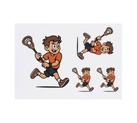 Azeeda 4 x 'Lacrosse Player Sport' Temporary Tattoos - Water Resistant, Skin-Safe, Non-Toxic Transfers, Mixed Sizes (TO00087572)