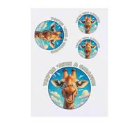 Azeeda 4 x 'Laughing Giraffe' Temporary Tattoos - Water Resistant, Skin-Safe, Non-Toxic Transfers, Mixed Sizes (TO00091896)