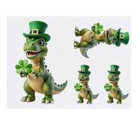 Azeeda 4 x 'Leprechaun Dino' Temporary Tattoos - Water Resistant, Skin-Safe, Non-Toxic Transfers, Mixed Sizes (TO00100066)