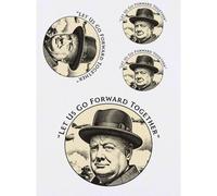 Azeeda 4 x 'Let Us Go Forward- Churchill' Temporary Tattoos - Water Resistant, Skin-Safe, Non-Toxic Transfers, Mixed Sizes (TO00101312)