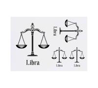 Azeeda 4 x 'Libra Scales' Temporary Tattoos - Water Resistant, Skin-Safe, Non-Toxic Transfers, Mixed Sizes (TO00077294)