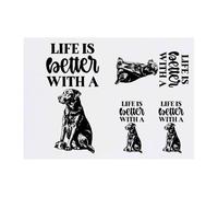 Azeeda 4 x 'Life is Better With A Dog Text' Temporary Tattoos - Water Resistant, Skin-Safe, Non-Toxic Transfers, Mixed Sizes (TO00095598)