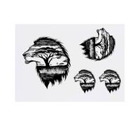 Azeeda 4 x 'Lion Side View with African Savanna' Temporary Tattoos - Water Resistant, Skin-Safe, Non-Toxic Transfers, Mixed Sizes (TO00088134)