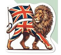 Azeeda 4 x 'Lion with Union Jack' White Premium Vinyl Decal Stickers - Waterproof, Durable & Easy to Apply - Ideal for Car Bumpers, Windows, Bins and More - Small (50mm) (DW00128160)