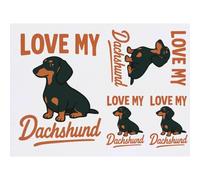 Azeeda 4 x 'Love My Dachshund' Temporary Tattoos - Water Resistant, Skin-Safe, Non-Toxic Transfers, Mixed Sizes (TO00088906)