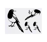 Azeeda 4 x 'Magpie Looking Back' Temporary Tattoos - Water Resistant, Skin-Safe, Non-Toxic Transfers, Mixed Sizes (TO00089124)
