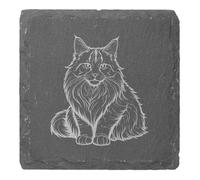 Azeeda 4 x 'Maine Coon Cat' 10cm Square Slate Coasters (CR00231410)