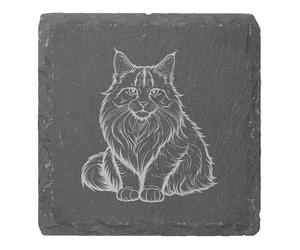 Azeeda 4 x 'Maine Coon Cat' 10cm Square Slate Coasters (CR00231410)