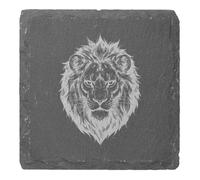 Azeeda 4 x 'Majestic Lion Head' 10cm Square Slate Coasters (CR00232124)
