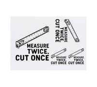 Azeeda 4 x 'Measure Twice Cut Once' Temporary Tattoos - Water Resistant, Skin-Safe, Non-Toxic Transfers, Mixed Sizes (TO00092842)