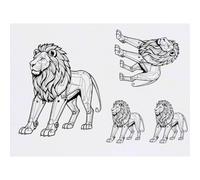 Azeeda 4 x 'Mechanical Lion' Temporary Tattoos - Water Resistant, Skin-Safe, Non-Toxic Transfers, Mixed Sizes (TO00100122)