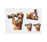 Azeeda 4 x 'Meerkat Looking Through Binoculars' Temporary Tattoos - Water Resistant, Skin-Safe, Non-Toxic Transfers, Mixed Sizes (TO00095830)