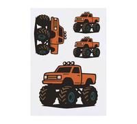 Azeeda 4 x 'Monster Truck' Temporary Tattoos - Water Resistant, Skin-Safe, Non-Toxic Transfers, Mixed Sizes (TO00091444)
