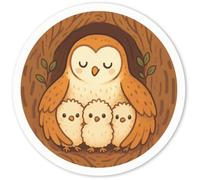 Azeeda 4 x 'Mother Barn Owl & Chicks' White Premium Vinyl Decal Stickers - Waterproof, Durable & Easy to Apply - for Car Bumpers, Windows, Bins & More - Small (50mm) (DW00151720)