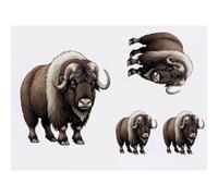 Azeeda 4 x 'Musk Ox' Temporary Tattoos - Water Resistant, Skin-Safe, Non-Toxic Transfers, Mixed Sizes (TO00100684)