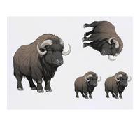 Azeeda 4 x 'Musk Ox' Temporary Tattoos - Water Resistant, Skin-Safe, Non-Toxic Transfers, Mixed Sizes (TO00100698)
