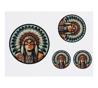 Azeeda 4 x 'Native American Chief' Temporary Tattoos (TO00108604)