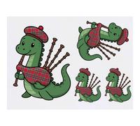 Azeeda 4 x 'Nessie Playing Bagpipes' Temporary Tattoos - Water Resistant, Skin-Safe, Non-Toxic Transfers, Mixed Sizes (TO00092994)