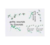 Azeeda 4 x 'Nourish To Flourish' Temporary Tattoos - Water Resistant, Skin-Safe, Non-Toxic Transfers, Mixed Sizes (TO00091884)