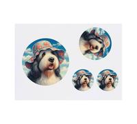 Azeeda 4 x 'Old English Sheepdog Wearing Hat' Temporary Tattoos - Water Resistant, Skin-Safe, Non-Toxic Transfers, Mixed Sizes (TO00089600)