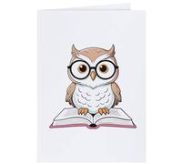 Azeeda 4 x 'Owl with Glasses Reading Book' Gift Tags/Labels (GI00132319)
