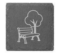 Azeeda 4 x 'Peaceful Park Bench and Tree' 10cm Square Slate Coasters (CR00226716)
