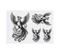 Azeeda 4 x 'Phoenix Bird Flying' Temporary Tattoos - Water Resistant, Skin-Safe, Non-Toxic Transfers, Mixed Sizes (TO00093696)