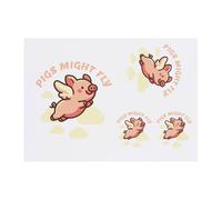 Azeeda 4 x 'Pigs Might Fly' Temporary Tattoos - Water Resistant, Skin-Safe, Non-Toxic Transfers, Mixed Sizes (TO00093464)