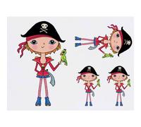 Azeeda 4 x 'Pirate Girl With Parrot' Temporary Tattoos (TO00102878)