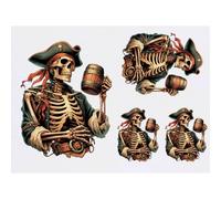 Azeeda 4 x 'Pirate Skeleton Drinking' Temporary Tattoos (TO00089614)