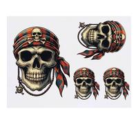Azeeda 4 x 'Pirate Skull With Bandana' Temporary Tattoos (TO00077648)