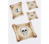 Azeeda 4 x 'Pirate Treasure Map' Temporary Tattoos - Water Resistant, Skin-Safe, Non-Toxic Transfers, Mixed Sizes (TO00098890)