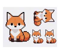 Azeeda 4 x 'Pixel Style Red Fox' Temporary Tattoos - Water Resistant, Skin-Safe, Non-Toxic Transfers, Mixed Sizes (TO00097852)