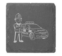 Azeeda 4 x 'Police Officer & Car' 10cm Square Slate Coasters (CR00228585)