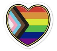 Azeeda 4 x 'Progress Pride Heart' White Premium Vinyl Decal Stickers - Waterproof, Durable & Easy to Apply - Ideal for Car Bumpers, Windows, Bins and More - Small (50mm) (DW00090304)