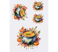 Azeeda 4 x 'Pumpkin Soup' Temporary Tattoos (TO00108480) | Mixed-Size Water Resistant Skin Safe Transfers for Parties and Costumes