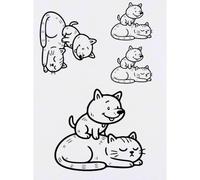 Azeeda 4 x 'Puppy On Cat' Temporary Tattoos (TO00108386) | Mixed-Size Water Resistant Skin Safe Transfers for Parties and Costumes