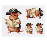 Azeeda 4 x 'Rat Pirate with Map' Temporary Tattoos (TO00105010)