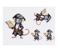 Azeeda 4 x 'Rat Pirate with Map' Temporary Tattoos (TO00105014)