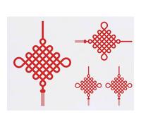 Azeeda 4 x 'Red Chinese Knotting' Temporary Tattoos - Water Resistant, Skin-Safe, Non-Toxic Transfers, Mixed Sizes (TO00105690)