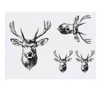 Azeeda 4 x 'Red Deer Stag' Temporary Tattoos - Water Resistant, Skin-Safe, Non-Toxic Transfers, Mixed Sizes (TO00077066)
