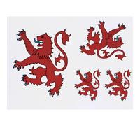 Azeeda 4 x 'Red Lion Rampant' Temporary Tattoos - Water Resistant, Skin-Safe, Non-Toxic Transfers, Mixed Sizes (TO00080934)