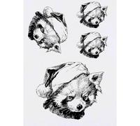 Azeeda 4 x 'Red Panda Wearing Santa Hat' Temporary Tattoos - Water Resistant, Skin-Safe, Non-Toxic Transfers, Mixed Sizes (TO00094560)