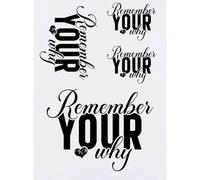 Azeeda 4 x 'Remember Your Why Motivational Text' Temporary Tattoos - Water Resistant, Skin-Safe, Non-Toxic Transfers, Mixed Sizes (TO00081568)
