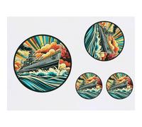 Azeeda 4 x 'Retro Battleship' Temporary Tattoos (TO00099168)