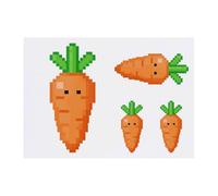 Azeeda 4 x 'Retro Gaming Style Carrot' Temporary Tattoos - Water Resistant, Skin-Safe, Non-Toxic Transfers, Mixed Sizes (TO00097478)