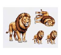 Azeeda 4 x 'Retro Gaming Style Lion' Temporary Tattoos - Water Resistant, Skin-Safe, Non-Toxic Transfers, Mixed Sizes (TO00097958)