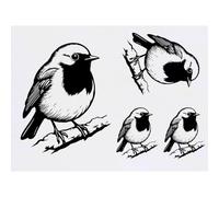 Azeeda 4 x 'Robin Bird on a Snowy Winter Branch' Temporary Tattoos - Water Resistant, Skin-Safe, Non-Toxic Transfers, Mixed Sizes (TO00092862)